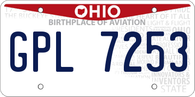 OH license plate GPL7253