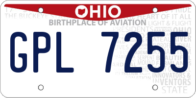OH license plate GPL7255
