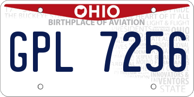 OH license plate GPL7256