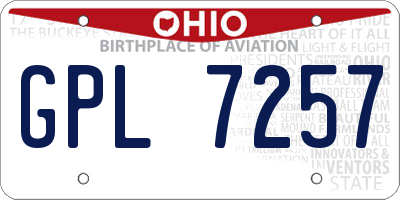 OH license plate GPL7257