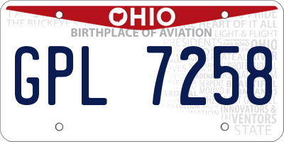 OH license plate GPL7258