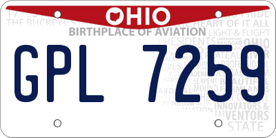 OH license plate GPL7259