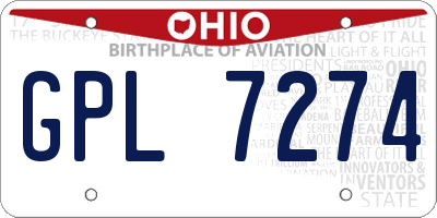 OH license plate GPL7274