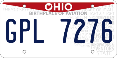 OH license plate GPL7276
