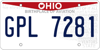 OH license plate GPL7281