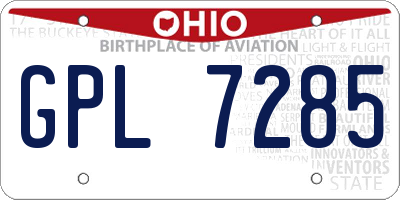 OH license plate GPL7285
