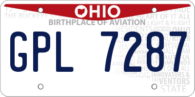 OH license plate GPL7287