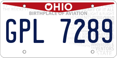 OH license plate GPL7289