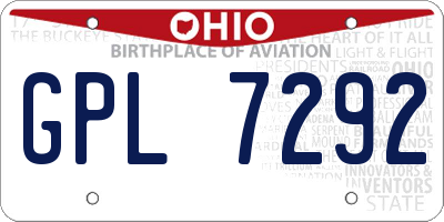 OH license plate GPL7292