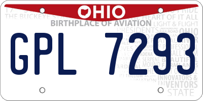 OH license plate GPL7293
