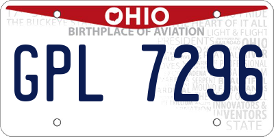 OH license plate GPL7296