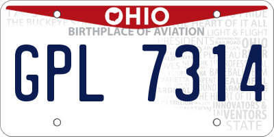 OH license plate GPL7314