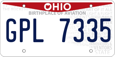 OH license plate GPL7335