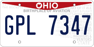 OH license plate GPL7347
