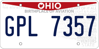 OH license plate GPL7357