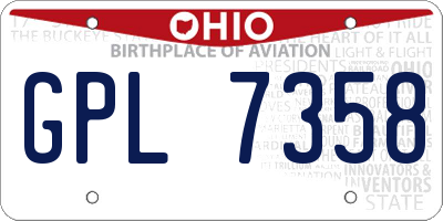 OH license plate GPL7358