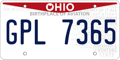 OH license plate GPL7365