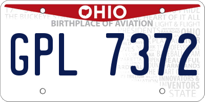 OH license plate GPL7372