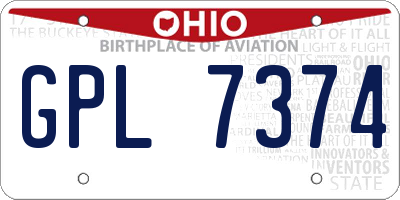 OH license plate GPL7374