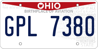 OH license plate GPL7380