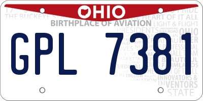 OH license plate GPL7381