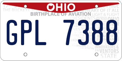 OH license plate GPL7388