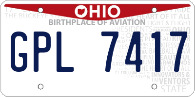 OH license plate GPL7417