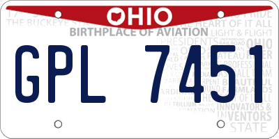 OH license plate GPL7451