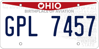 OH license plate GPL7457