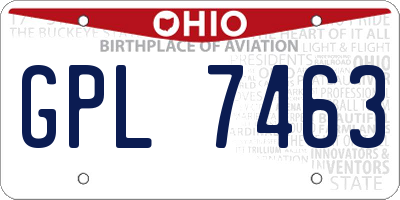 OH license plate GPL7463