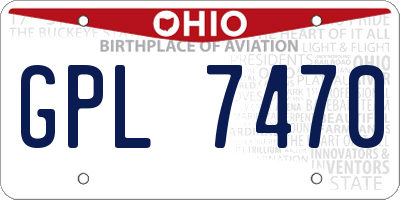 OH license plate GPL7470