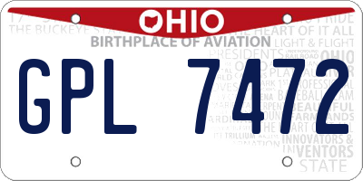 OH license plate GPL7472