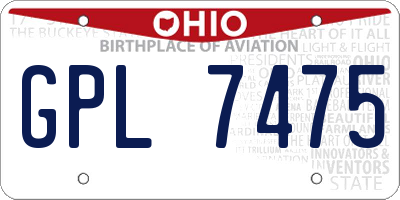 OH license plate GPL7475
