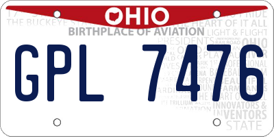 OH license plate GPL7476