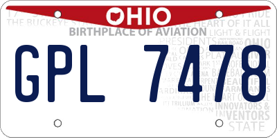 OH license plate GPL7478