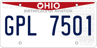 OH license plate GPL7501