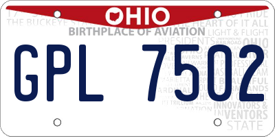 OH license plate GPL7502