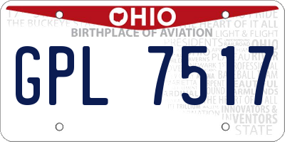 OH license plate GPL7517