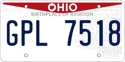 OH license plate GPL7518