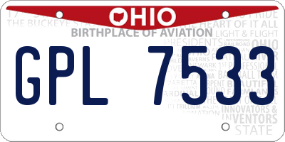OH license plate GPL7533