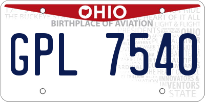 OH license plate GPL7540
