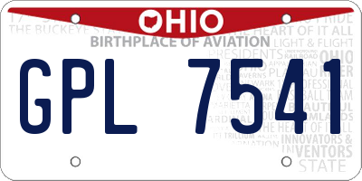 OH license plate GPL7541