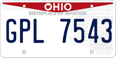 OH license plate GPL7543