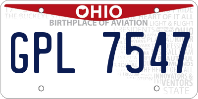 OH license plate GPL7547