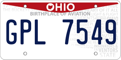 OH license plate GPL7549