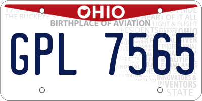 OH license plate GPL7565