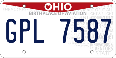 OH license plate GPL7587