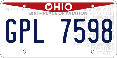 OH license plate GPL7598