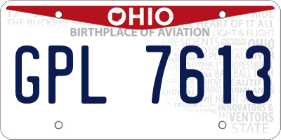 OH license plate GPL7613