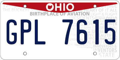 OH license plate GPL7615